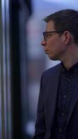 A Thoughtful Profile in an Urban Setting Captured Beautifully at Dusk During Evening Hours video