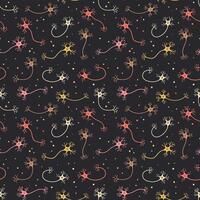 Seamless pattern with neurons. Science print vector