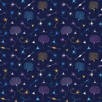 Seamless background with neurons. Science print vector