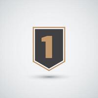 Number one shield and flag logo design template icon vector
