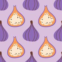 Fig seamless pattern. Figs fruit. Organic vitamins and healthy nutrition. Flat design, doodle style. Graphic texture. vector