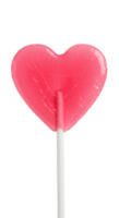 Valentine heart lollipop featuring a glossy pink candy with a classic swirled or smooth texture ideal for love-themed projects and festive decorations png