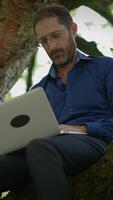Professional individuals working remotely while immersed in the beauty of nature video