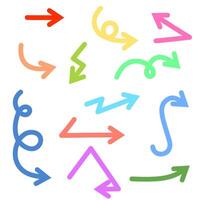 Hand drawn arrow icons set. arrow design for business plan and education. Set of colorful arrows icons. Circle arrows, rotate arrow, redo process symbol. vector
