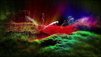 A fantastic landscape of an unknown planet in red and green tones smoothly changes perspective, creating the effect of flight and the presence of the observer. video