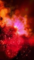 A vibrant red spiral galaxy rotates planets and meteors, changing perspective and emphasizing the depth of endless space. video