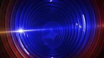 A fantastic tunnel with neon-lit concentric rings that can move through time and space. video