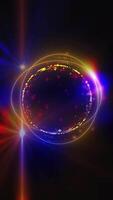 Abstraction of cosmic energy. The virtual sphere plays with golden rings of light, emphasizing the creativity and alluring mystery of space. video