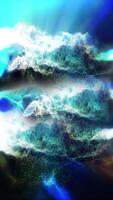 The mountainous landscape of an unknown planet in blue tones smoothly changes perspective, creating the effect of flight and presence of the observer. video