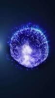 Abstraction of cosmic energy. Liquid plasma blue sphere, radiates light, creating a unique atmosphere of space. video