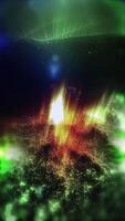 A fantastic landscape of an unknown planet in green and gold tones smoothly changes perspective, creating the effect of flight and the presence of the observer. video