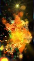 A bright orange spiral galaxy rotates planets and meteors, changing perspective and emphasizing the depth of endless space. video