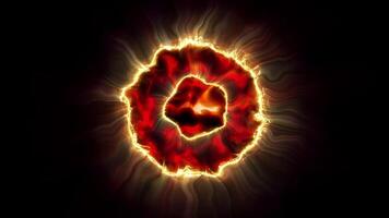 The liquid plasma sphere of red energy emits light, creating a unique atmosphere of space. video