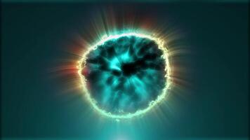 abstração do cósmico energia. líquido plasma esfera, isto emite luz, criando uma único atmosfera do espaço. video