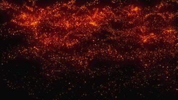 A glittering background of golden-red particles, chaotically changing direction as they fall. video