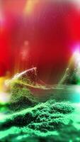 The landscape of an unknown planet in red and green tones smoothly changes perspective, creating the effect of flight and presence in the observer. video