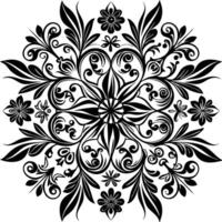 a black and white floral design with white background vector
