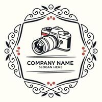 vintage camera logo design template vector