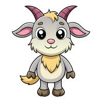 cartoon goat with horns and horns funny character on a white background vector