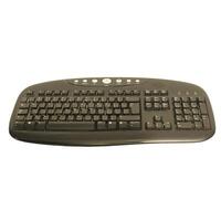 This is a sleek and modern black wired keyboard designed specifically for computers and laptops photo