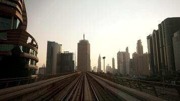 An Urban Skyline showcasing Modern Architecture combined with a Rail Perspective view video