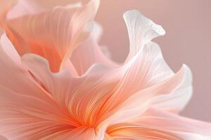 Ethereal peach flower on gradient background. Neural network photo