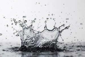 Water splash against white background. Neural network photo