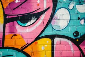 Vibrant abstract urban graffiti mural with dynamic flowing colors. Neural network photo