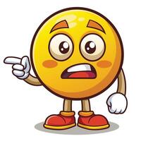 emoticon character with angry expression pointing finger, vector