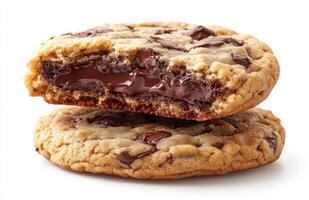 Chocolate chip cookies with a bite taken out of one photo