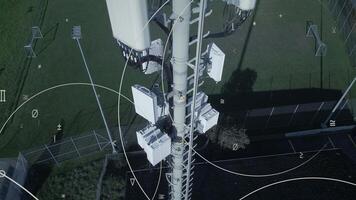 5G Communication Antenna Tower Sending Mobile Phone Data Signal Wireless Transmitting video