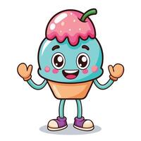 ice cream cartoon character with arms funny character vector