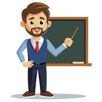a cartoon man with a blackboard and a pointer vector
