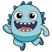 a cartoon blue monster running with its mouth open, vector