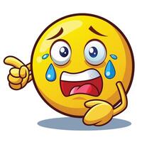 emoticon cartoon character with sad face and pointing finger vector