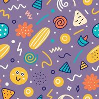 colorful pattern with various shapes and symbols, vector