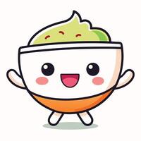 a cartoon bowl with green sauce and a smile vector