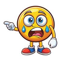 emoticon crying cartoon character pointing at something. vector