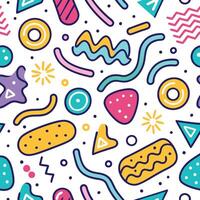 seamless pattern with colorful retro icons, vector