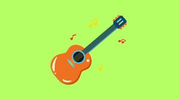 guitarra con un negro encargarse de animación aislado en verde pantalla antecedentes video