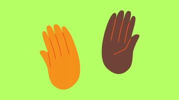Animation hand bye bye isolate on green background. video