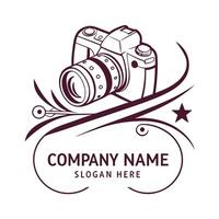 a camera logo design with a star and a star vector