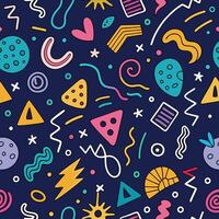 seamless pattern beautiful background with colorful retro icons vector