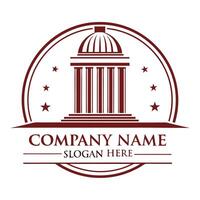the logo for a company with a building in the center vector
