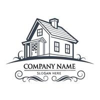 a house logo with a window and a vector
