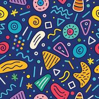 seamless pattern with colorful doodles white background vector