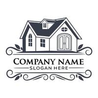 a house logo with a window and door vector
