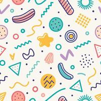 seamless pattern white background with colorful shapes and lines, vector