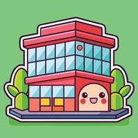 a cartoon building with a face on it, vector