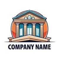 a company logo with a building in front of it vector